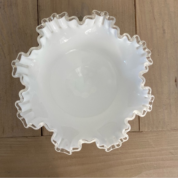 Fenton Round Compote Silver Crest Ruffled Edge Bowl Bonbon Bowl USA - Picture 4 of 11